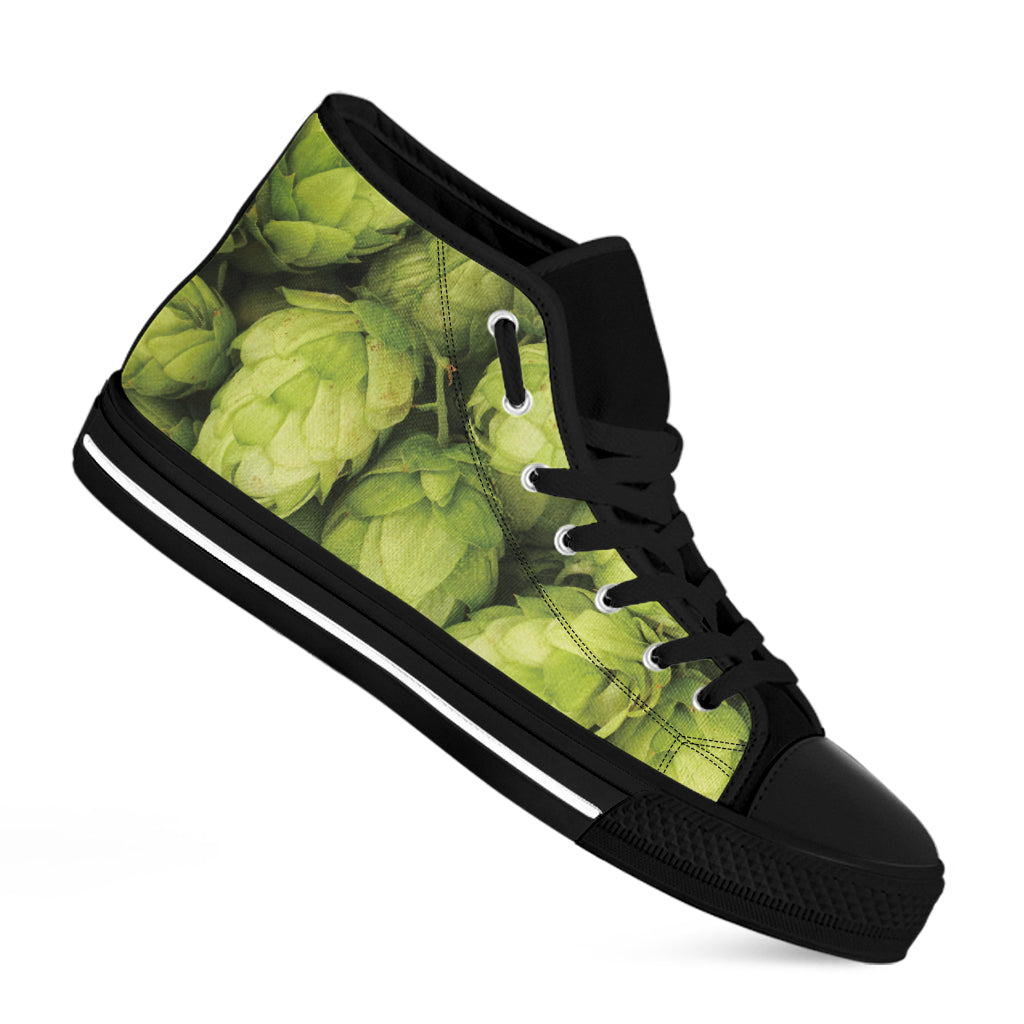 Fresh Hop Cone Print Black High Top Shoes