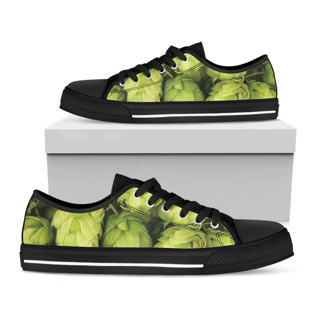 Fresh Hop Cone Print Black Low Top Shoes