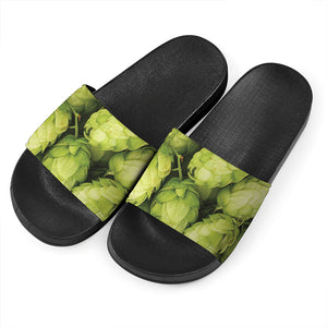 Fresh Hop Cone Print Black Slide Sandals