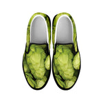 Fresh Hop Cone Print Black Slip On Shoes