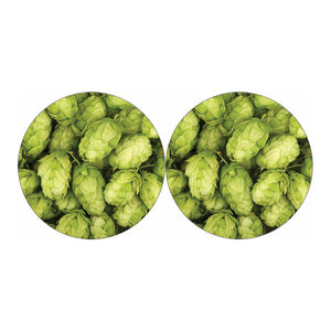 Fresh Hop Cone Print Car Coasters