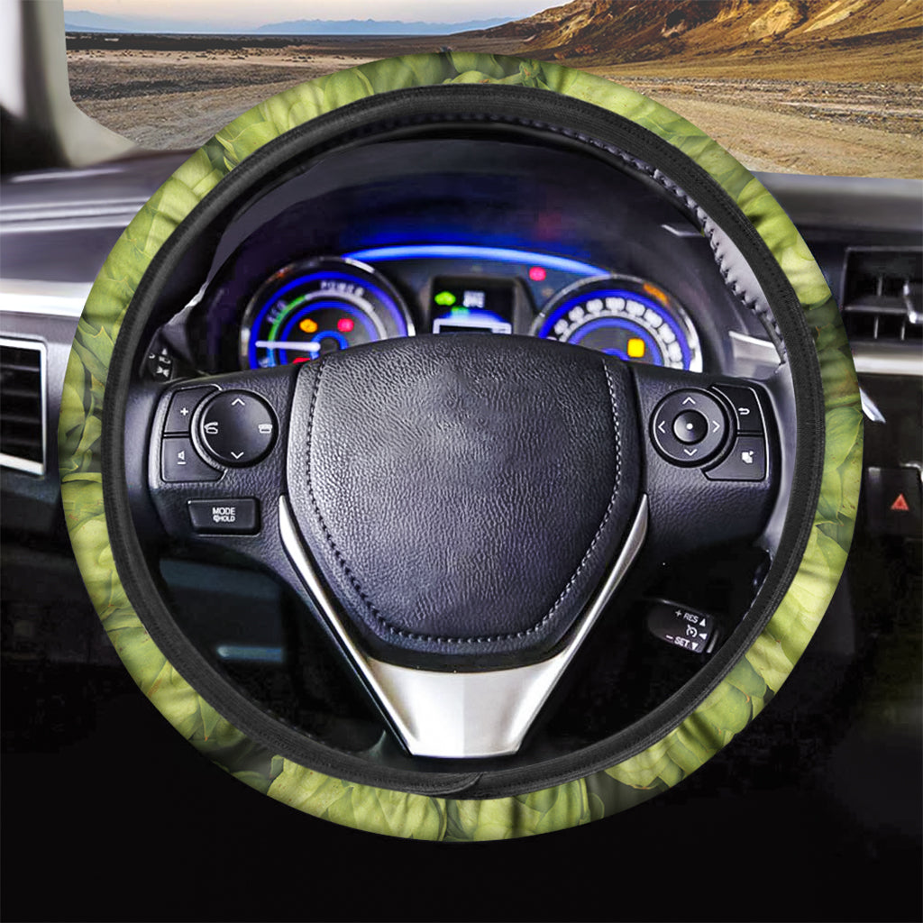 Fresh Hop Cone Print Car Steering Wheel Cover