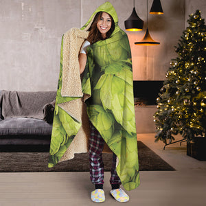 Fresh Hop Cone Print Hooded Blanket