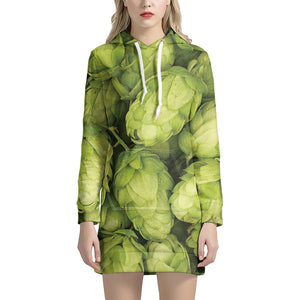 Fresh Hop Cone Print Hoodie Dress