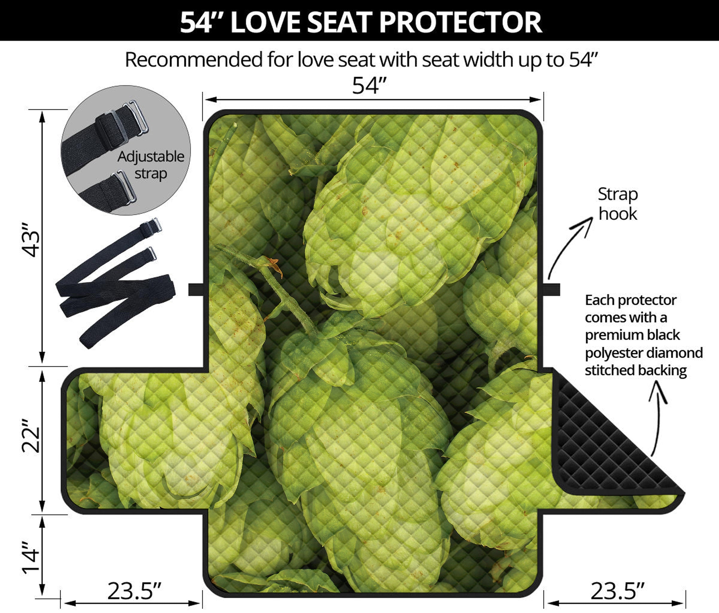 Fresh Hop Cone Print Loveseat Protector