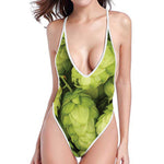 Fresh Hop Cone Print One Piece High Cut Swimsuit