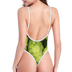 Fresh Hop Cone Print One Piece High Cut Swimsuit