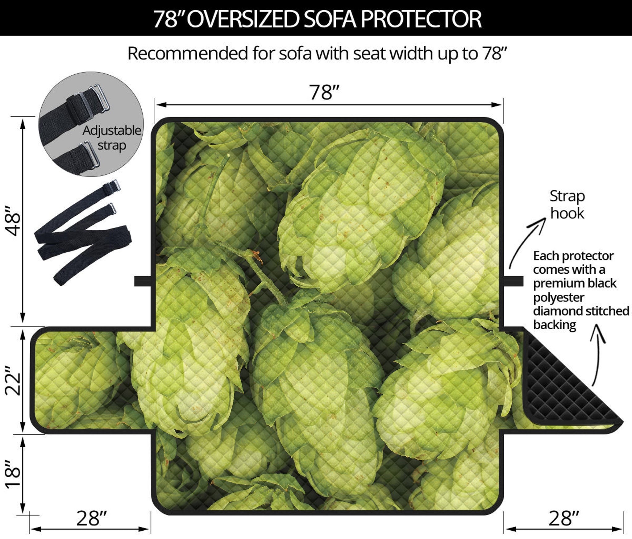 Fresh Hop Cone Print Oversized Sofa Protector