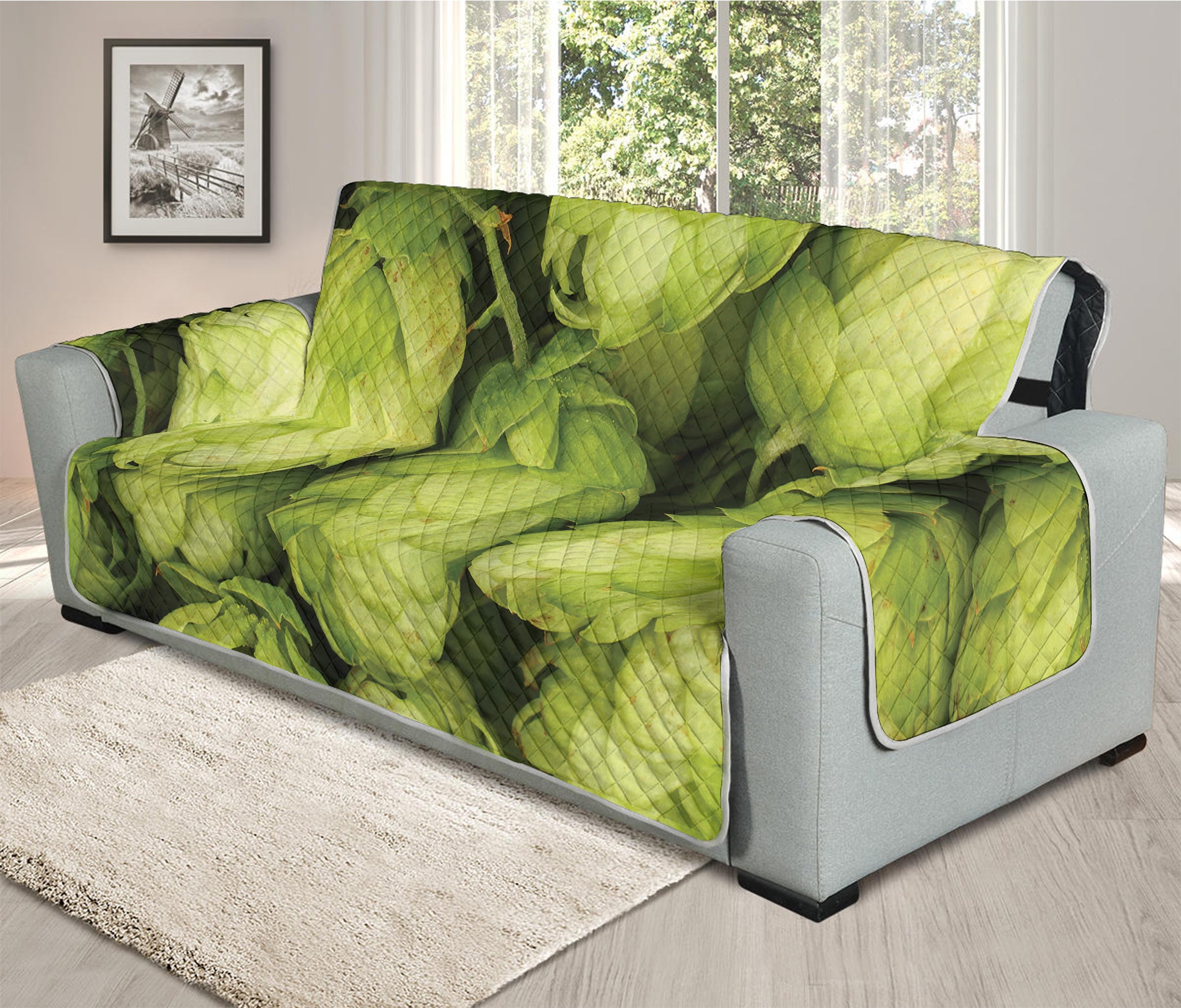 Fresh Hop Cone Print Oversized Sofa Protector