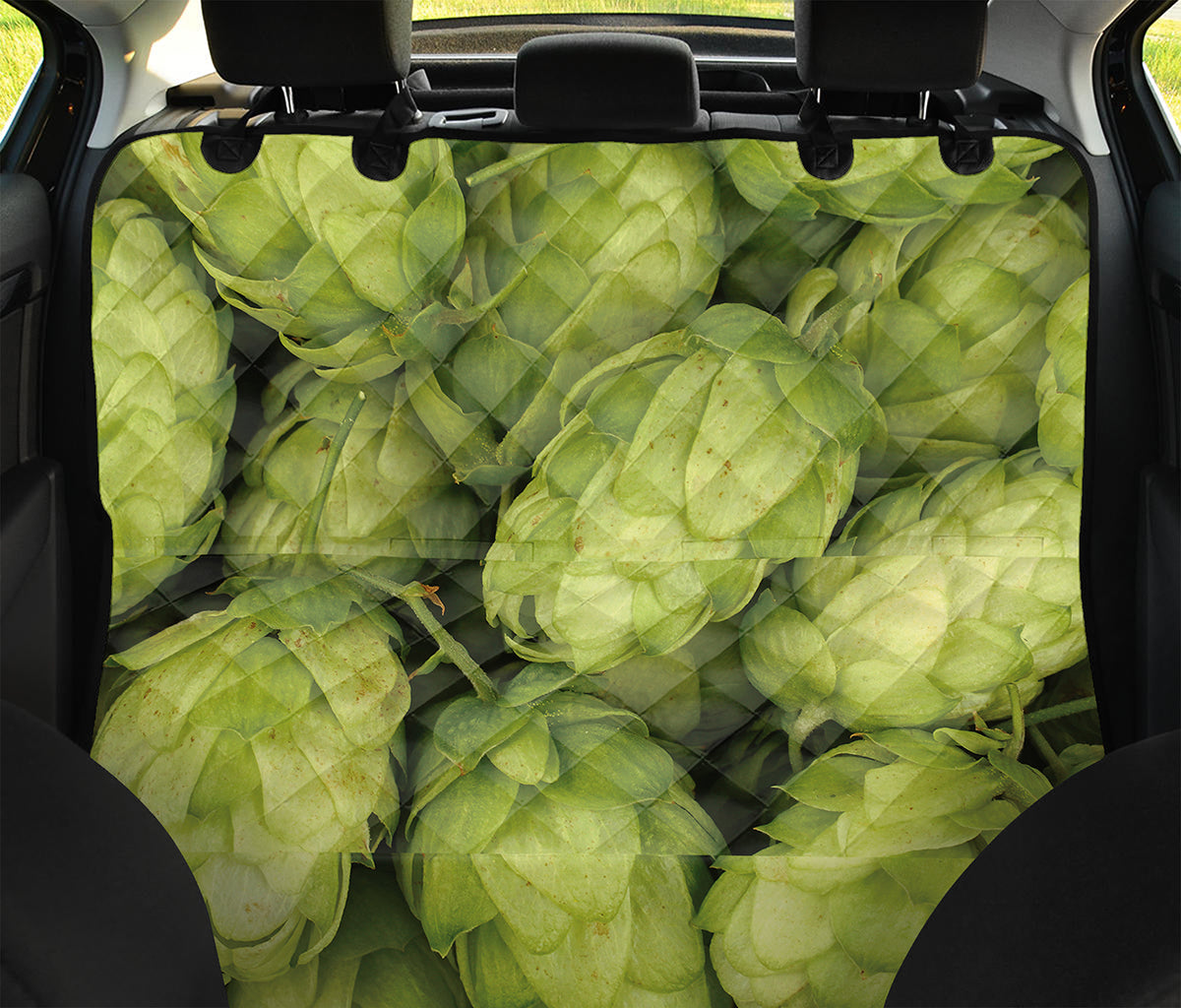 Fresh Hop Cone Print Pet Car Back Seat Cover