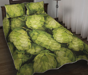 Fresh Hop Cone Print Quilt Bed Set