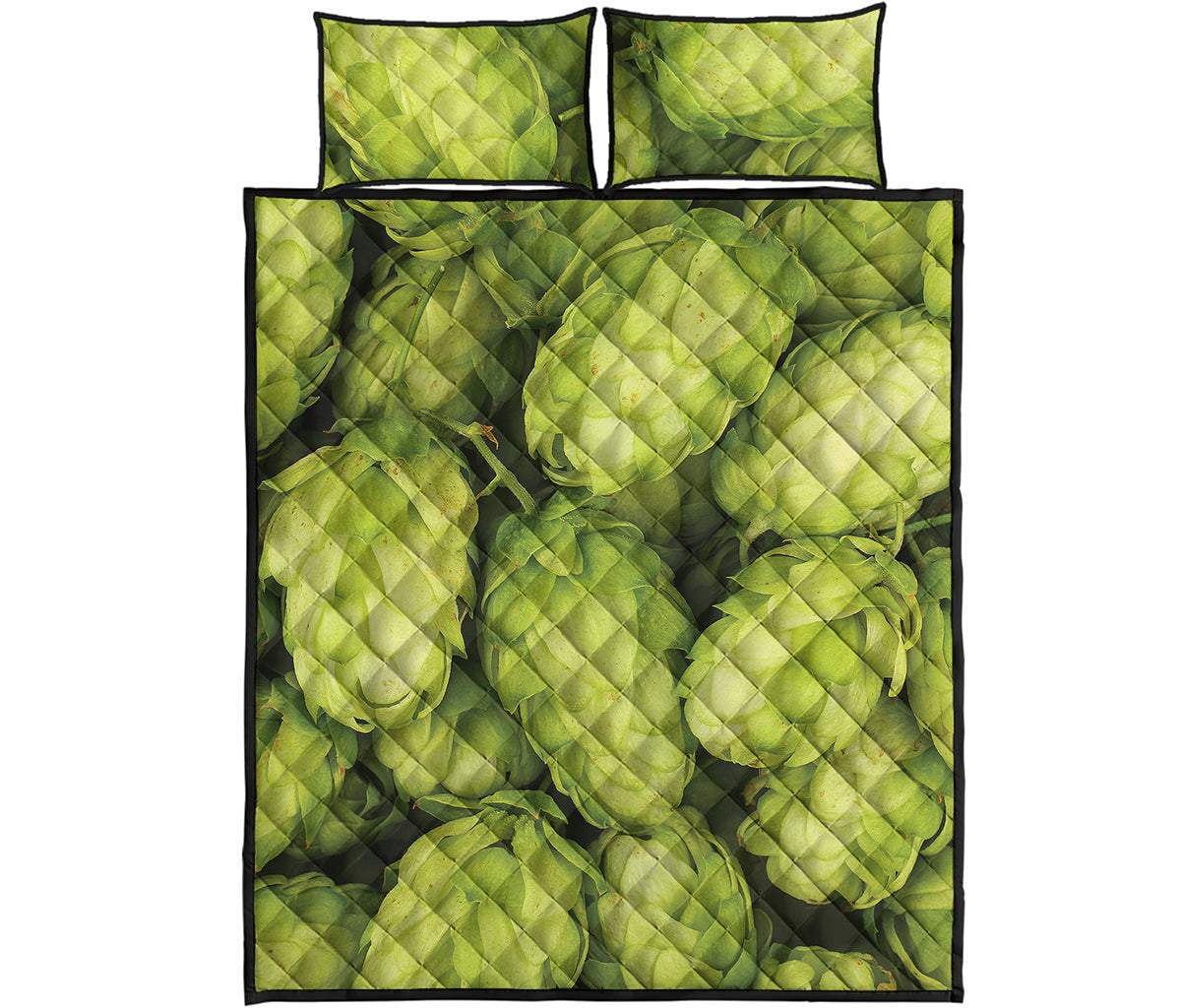 Fresh Hop Cone Print Quilt Bed Set