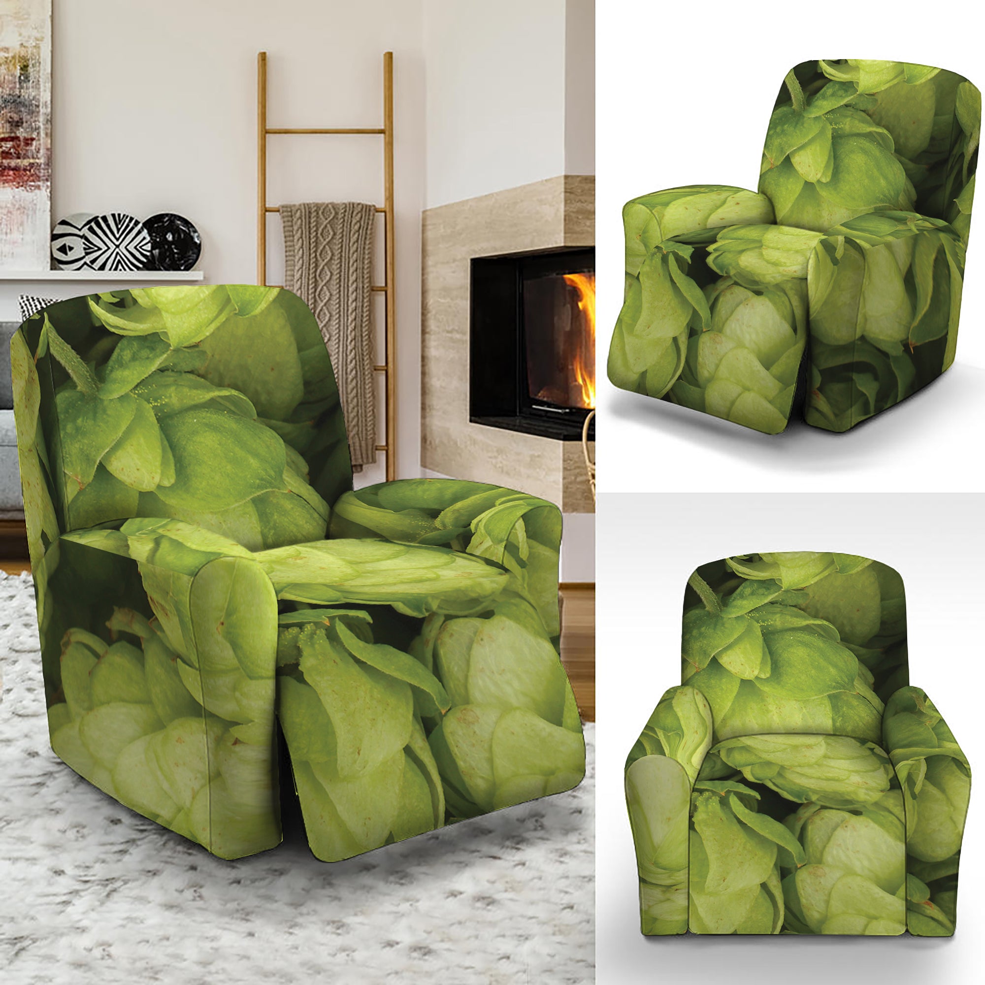 Fresh Hop Cone Print Recliner Slipcover