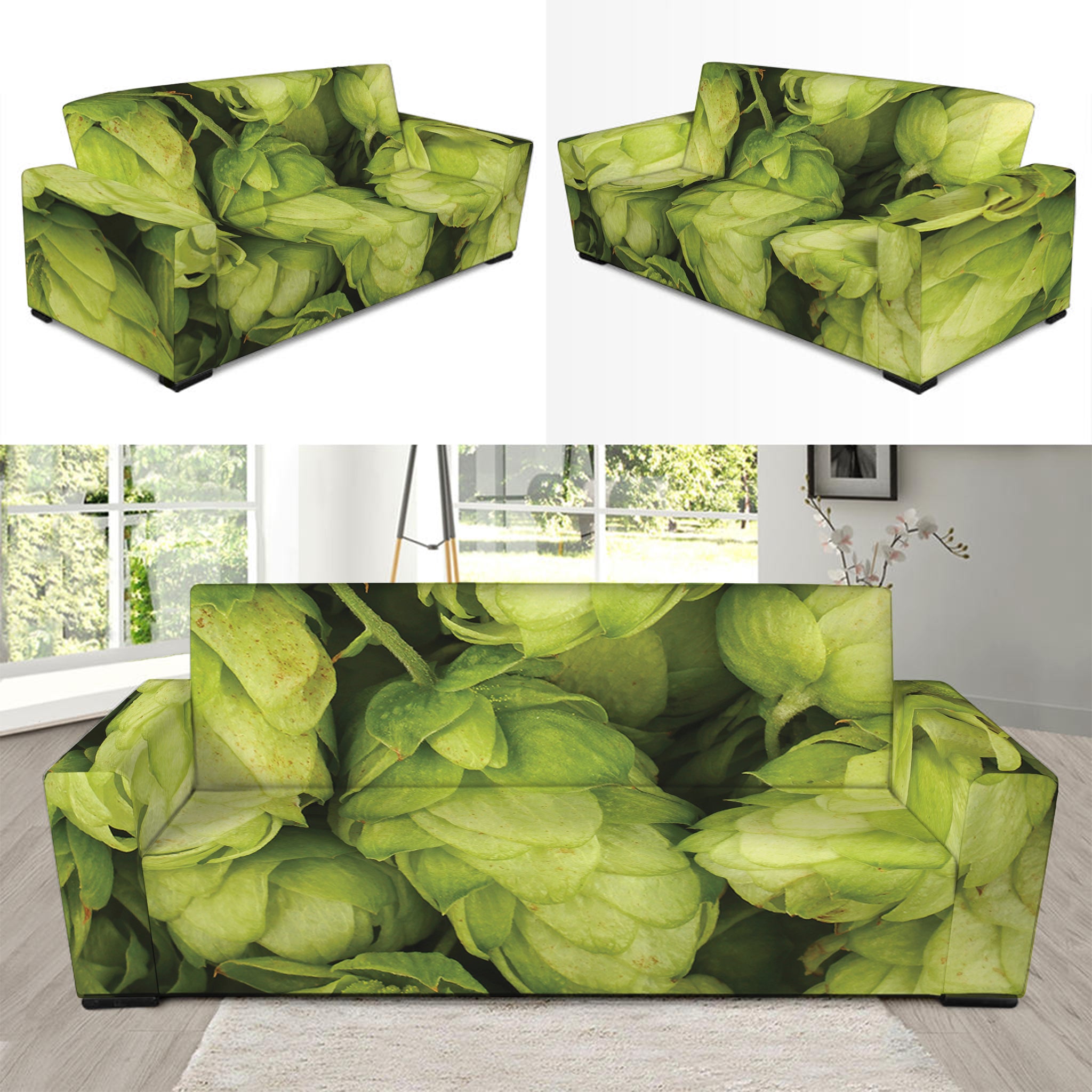 Fresh Hop Cone Print Sofa Slipcover