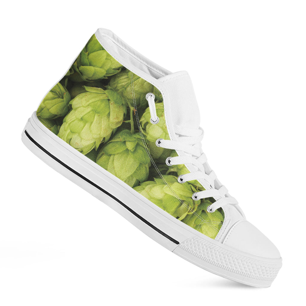 Fresh Hop Cone Print White High Top Shoes