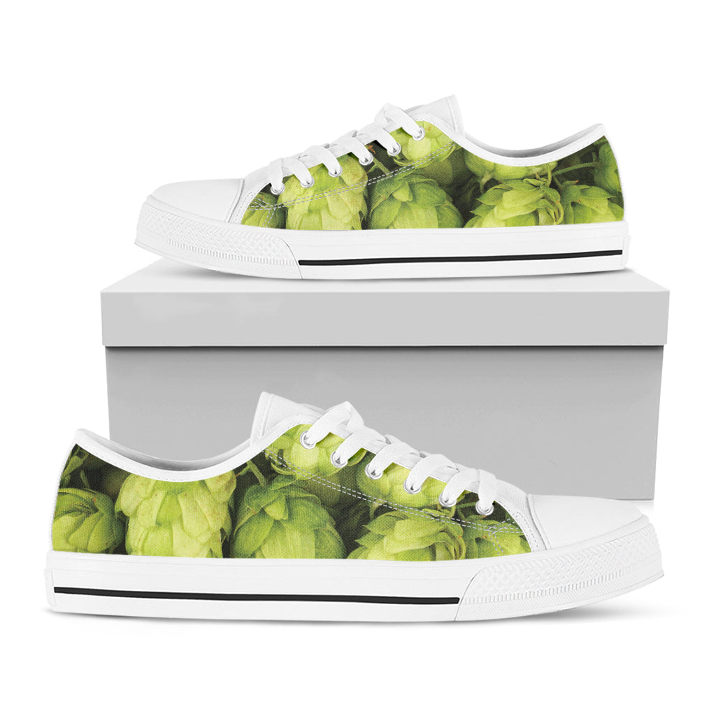 Fresh Hop Cone Print White Low Top Shoes