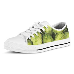 Fresh Hop Cone Print White Low Top Shoes