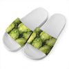 Fresh Hop Cone Print White Slide Sandals