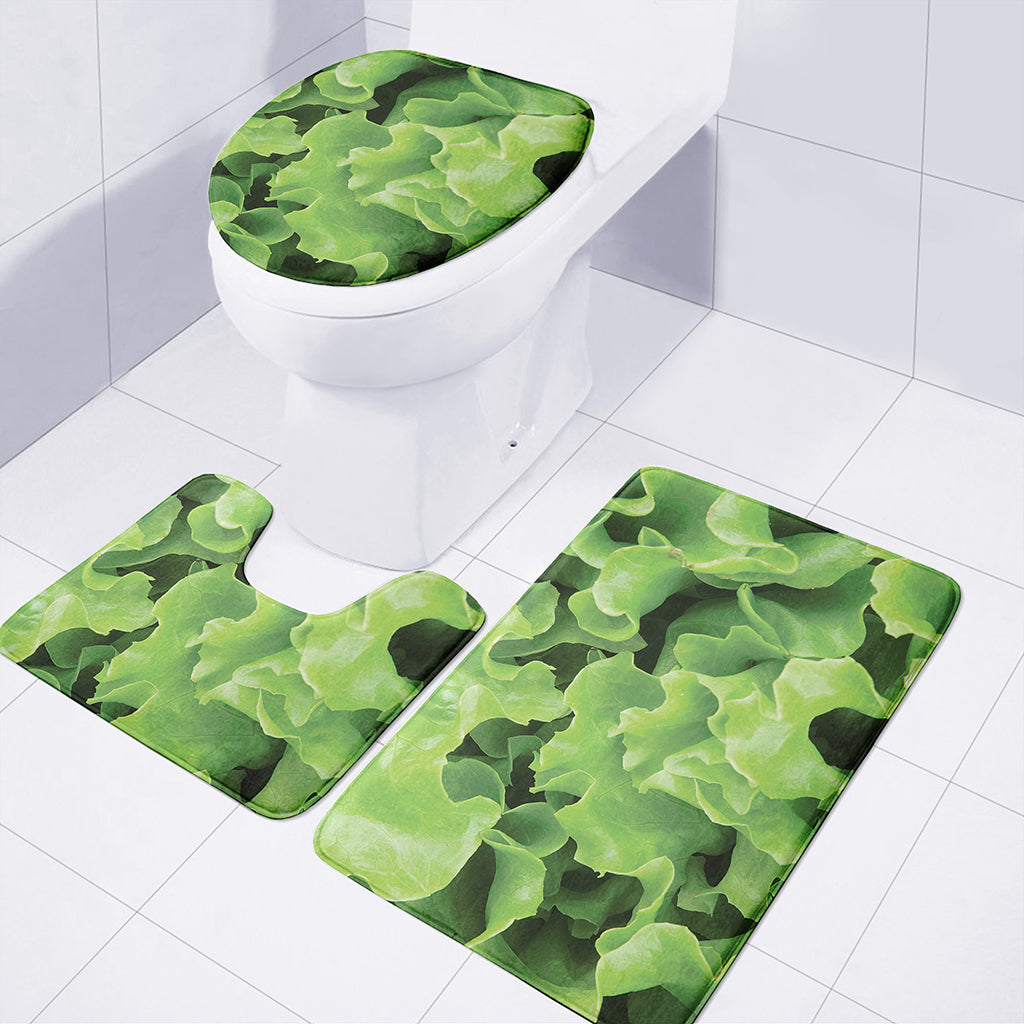 Fresh Lettuce Leaves Print 3 Piece Bath Mat Set