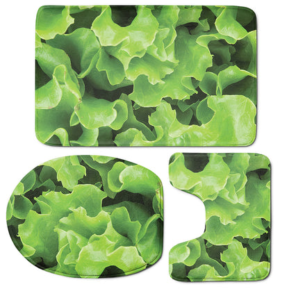 Fresh Lettuce Leaves Print 3 Piece Bath Mat Set