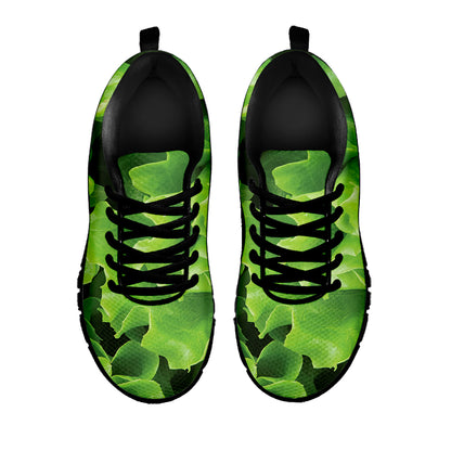 Fresh Lettuce Leaves Print Black Sneakers