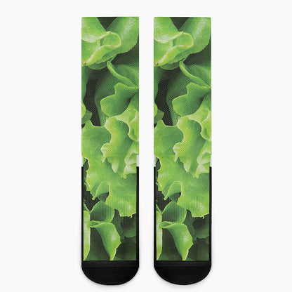 Fresh Lettuce Leaves Print Crew Socks