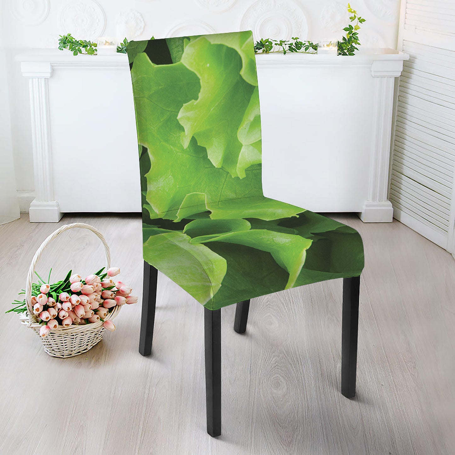 Fresh Lettuce Leaves Print Dining Chair Slipcover