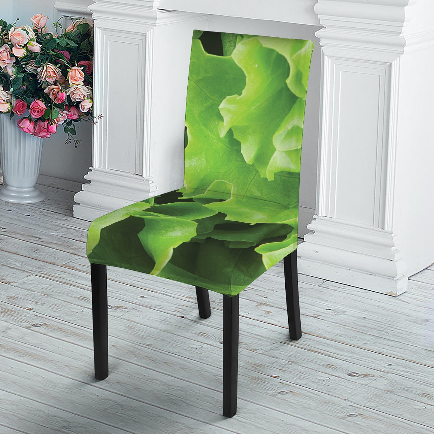 Fresh Lettuce Leaves Print Dining Chair Slipcover