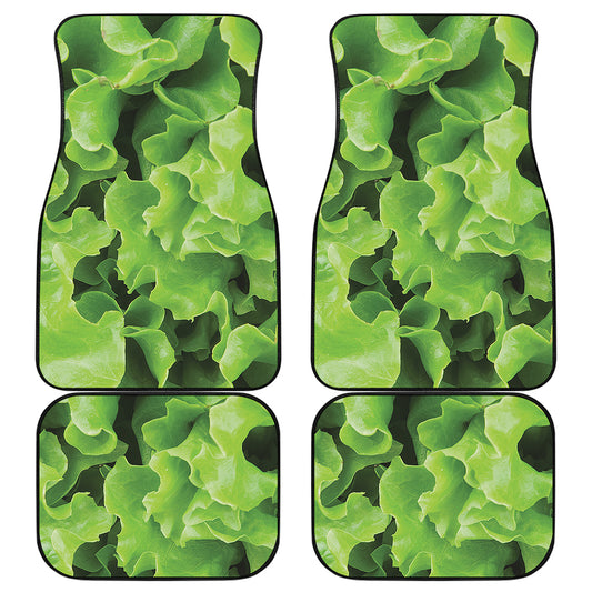 Fresh Lettuce Leaves Print Front and Back Car Floor Mats