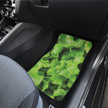 Fresh Lettuce Leaves Print Front and Back Car Floor Mats