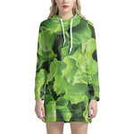 Fresh Lettuce Leaves Print Hoodie Dress
