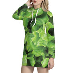 Fresh Lettuce Leaves Print Hoodie Dress