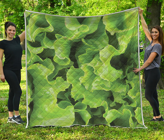 Fresh Lettuce Leaves Print Quilt
