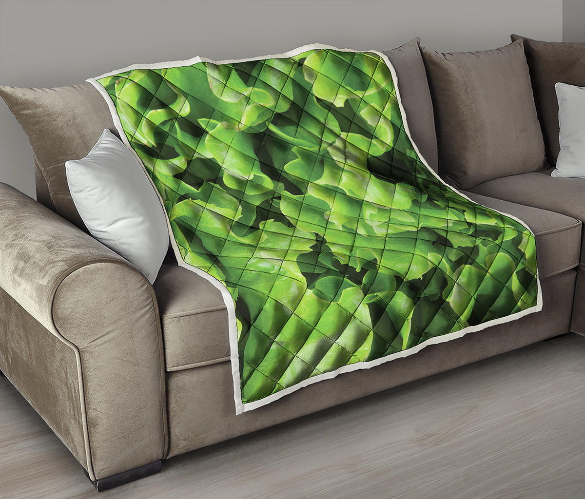 Fresh Lettuce Leaves Print Quilt