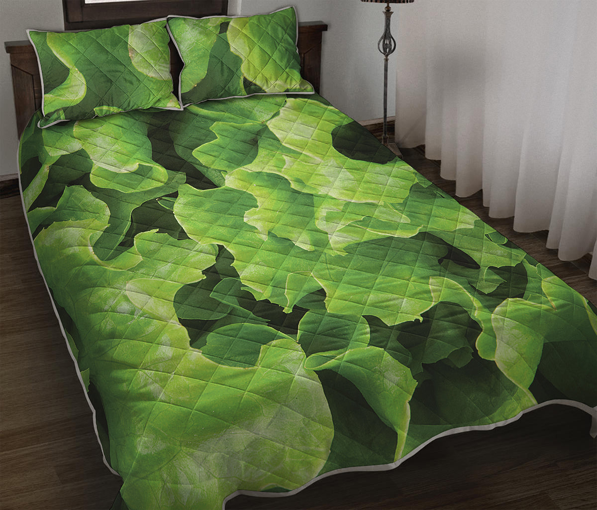 Fresh Lettuce Leaves Print Quilt Bed Set