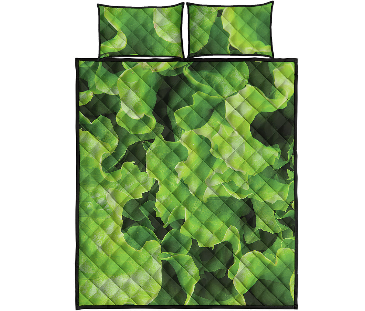Fresh Lettuce Leaves Print Quilt Bed Set