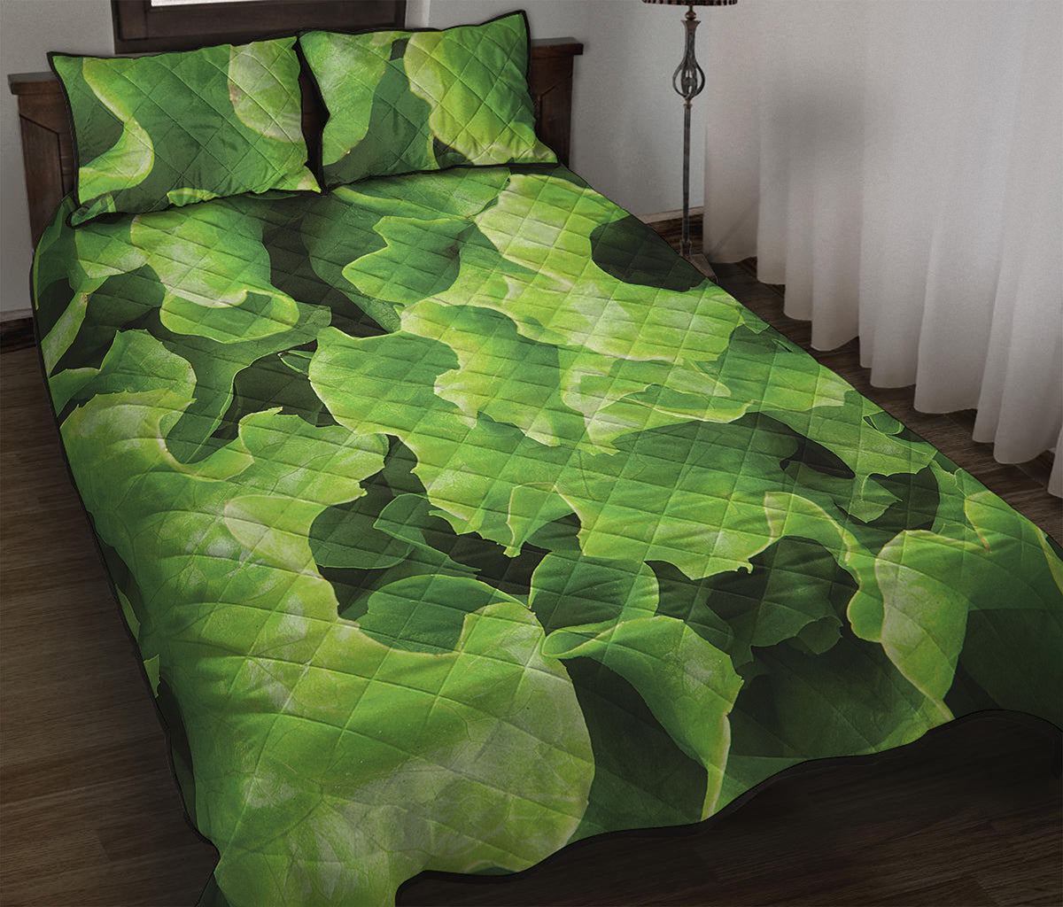 Fresh Lettuce Leaves Print Quilt Bed Set
