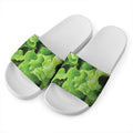 Fresh Lettuce Leaves Print White Slide Sandals