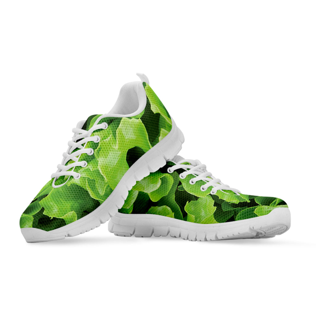Fresh Lettuce Leaves Print White Sneakers