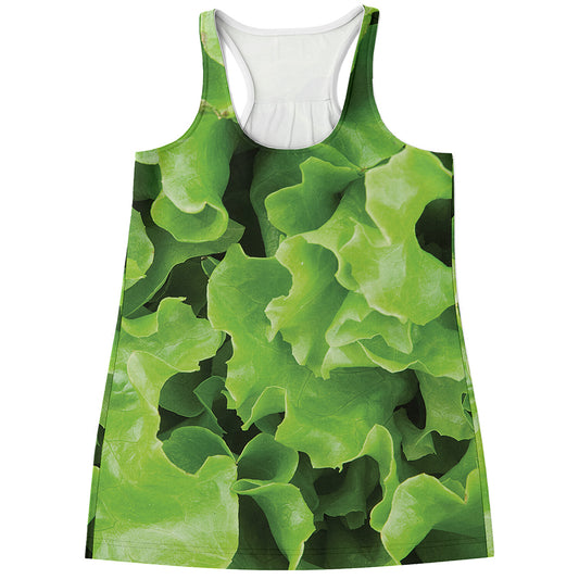 Fresh Lettuce Leaves Print Women's Racerback Tank Top
