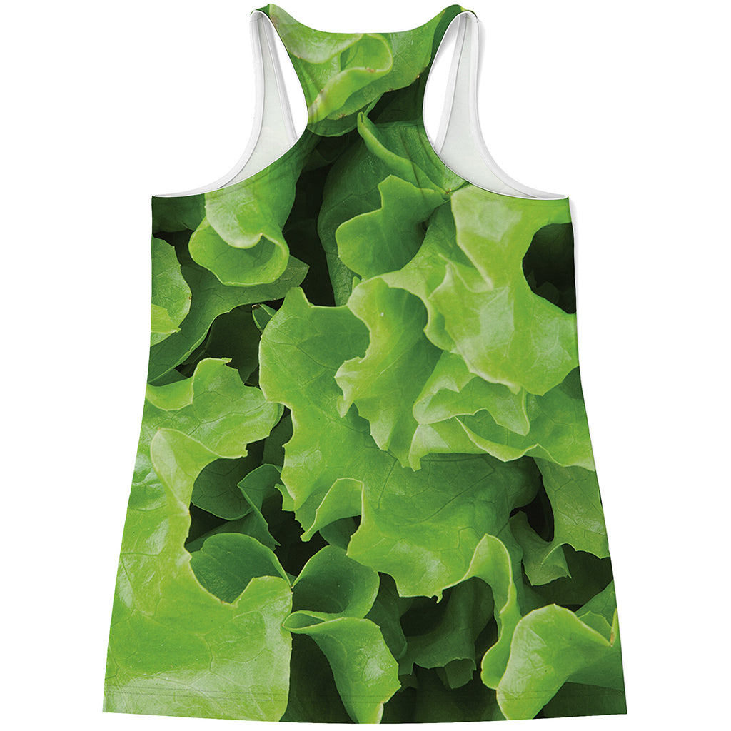 Fresh Lettuce Leaves Print Women's Racerback Tank Top