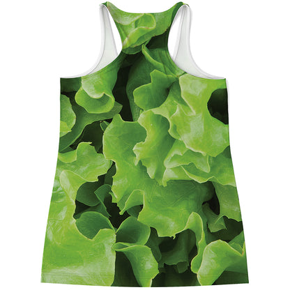 Fresh Lettuce Leaves Print Women's Racerback Tank Top