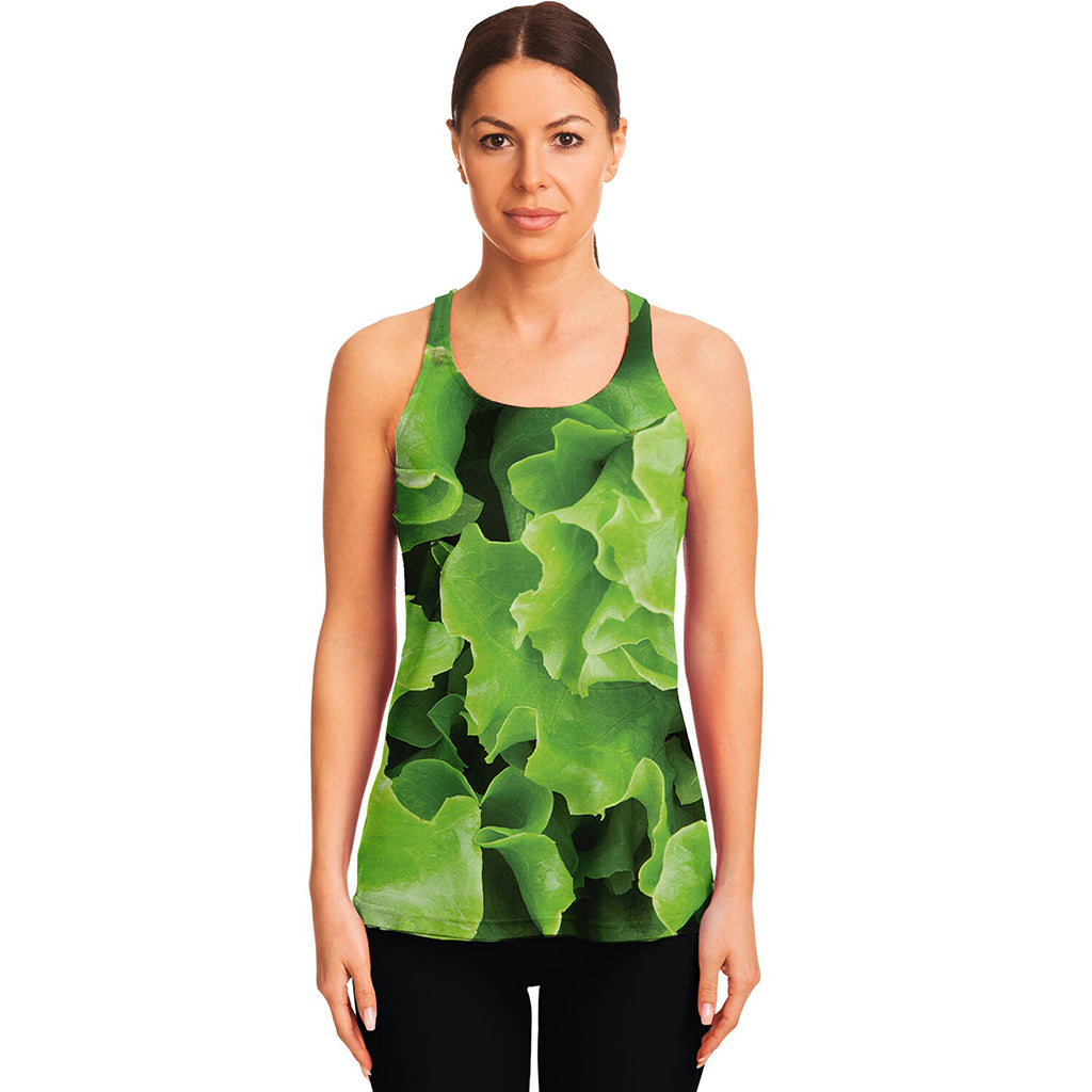 Fresh Lettuce Leaves Print Women's Racerback Tank Top