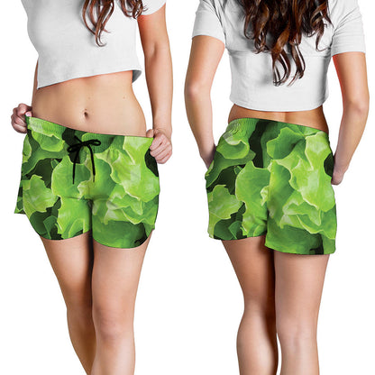 Fresh Lettuce Leaves Print Women's Shorts