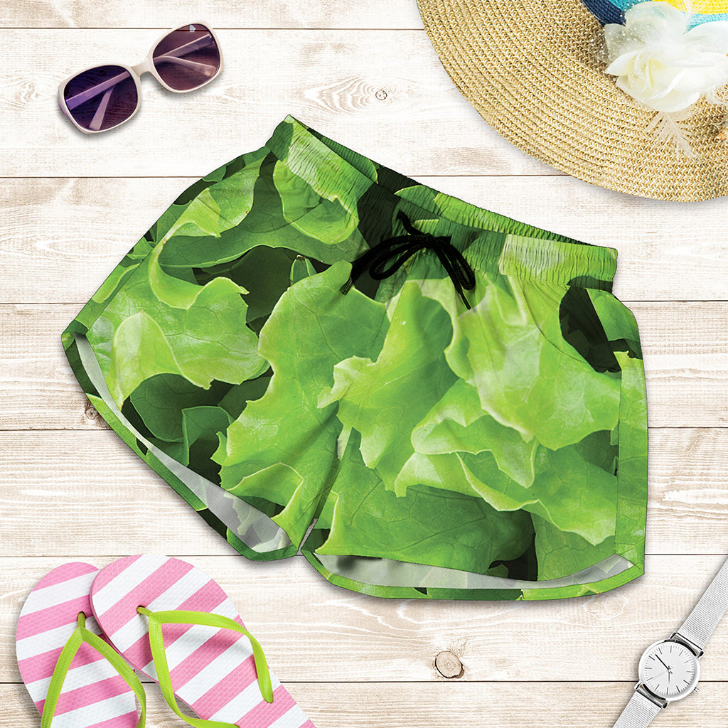 Fresh Lettuce Leaves Print Women's Shorts