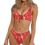 Fresh Meat Print Front Bow Tie Bikini