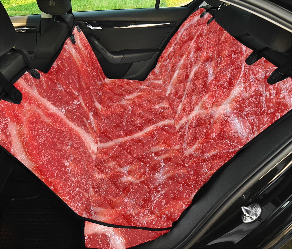 Fresh Meat Print Pet Car Back Seat Cover