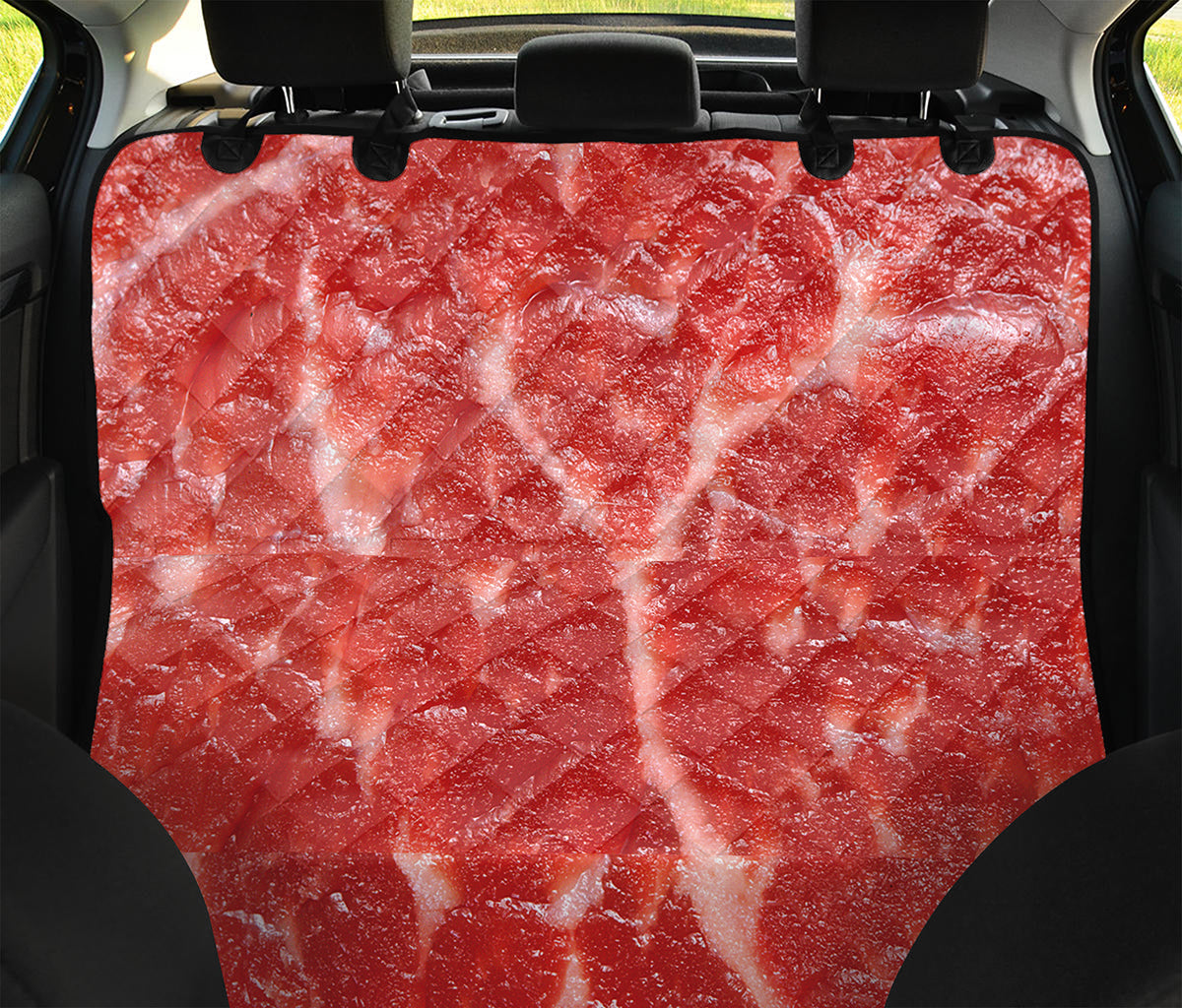 Fresh Meat Print Pet Car Back Seat Cover