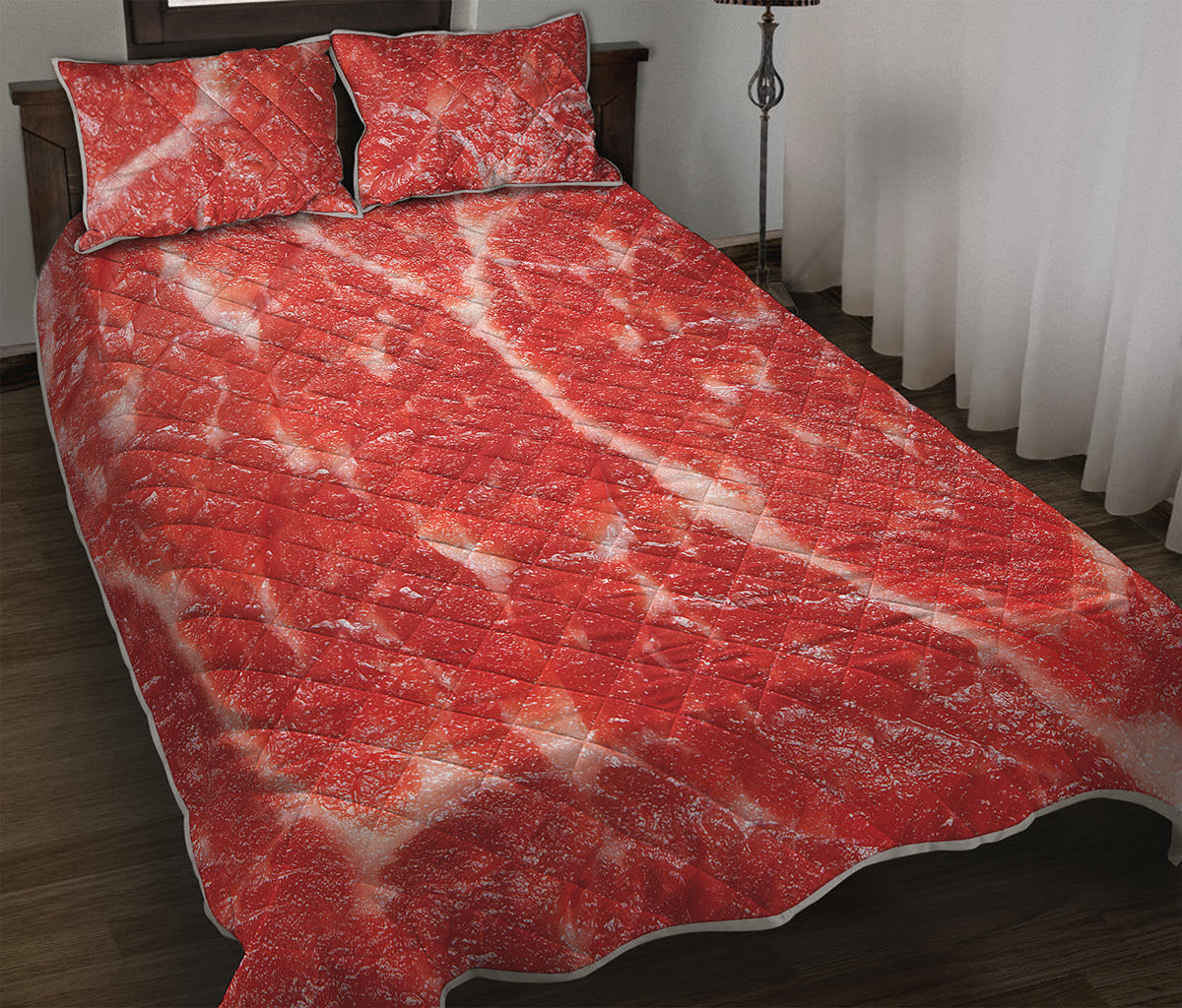 Fresh Meat Print Quilt Bed Set