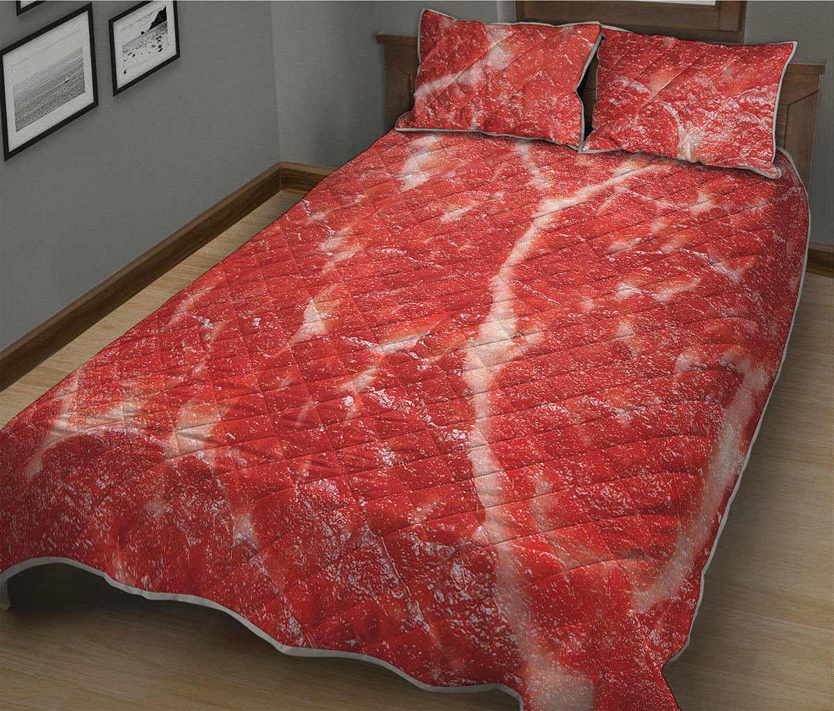 Fresh Meat Print Quilt Bed Set